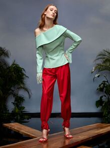 Areej Rimawi 不對稱領流蘇邊上衣 - 薄荷綠 - 查看 4