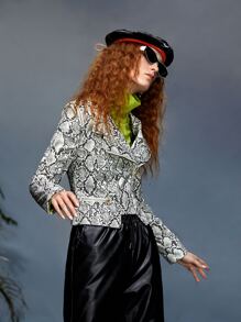 Carolina Velarde Chaqueta con cremallera y estampado de patrón de piel de serpiente, de moda para usar en la ciudad - Multicolor - Ver 6