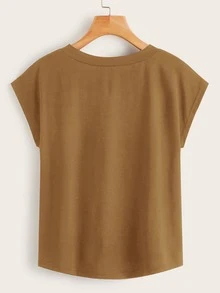 Camiseta escote V asimétrico - Caqui - Ver 2