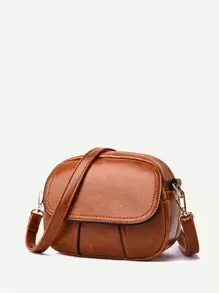Mini Vintage Design Flap Crossbody Bag - Brown - View 2