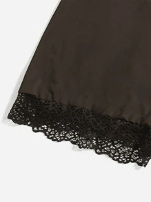 Plus Contrast Lace Bandeau Lingerie Set - Chocolate Brown - View 3