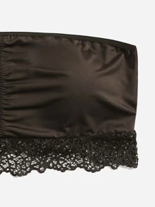 Plus Contrast Lace Bandeau Lingerie Set - Chocolate Brown - View 5