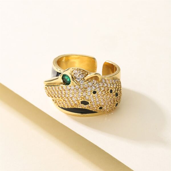 

18K Gold Plated Zircon Animal Decor Cuff Ring