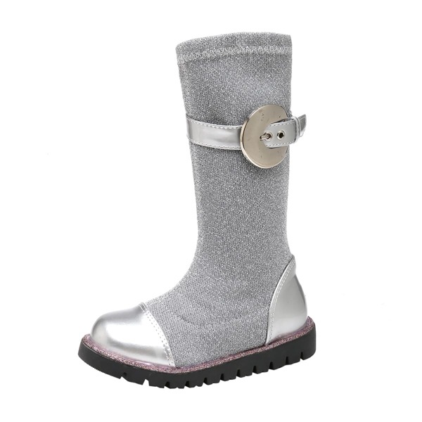 

Girls Metallic Riding Boots, Silver