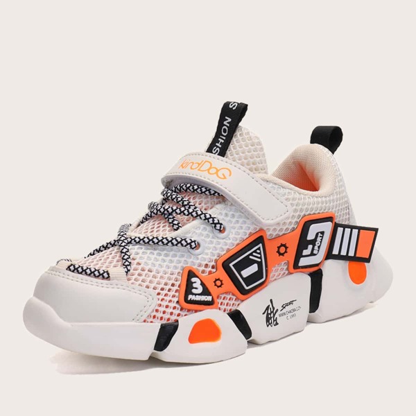 

Girls Letter Graphic Velcro Strap Sneakers, Beige