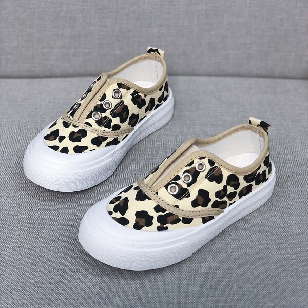 

Girls Leopard Canvas Shoes, Multicolor