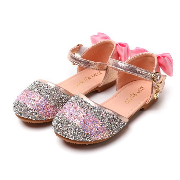 

Girls Bow & Rhinestone Decor Ankle Strap Sandals, Pink