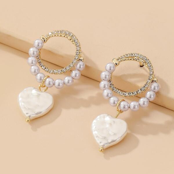 

Faux Pearl Decor Earrings, Gold