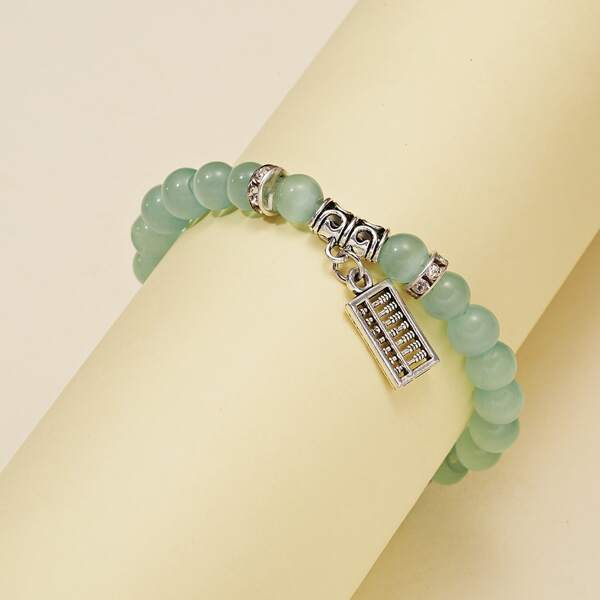 

1pc Beaded Bracelet, Green