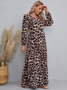 EMERY ROSE Cheetah Print Flounce Hem Dress - Multicolor - View 5