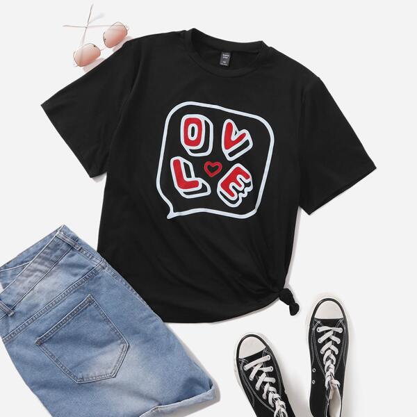 

Plus Letter Graphic Tee, Black