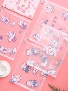 1 pieza Bolsa de archivo con estampado de dibujos animados al azar - Multicolor - Ver 4