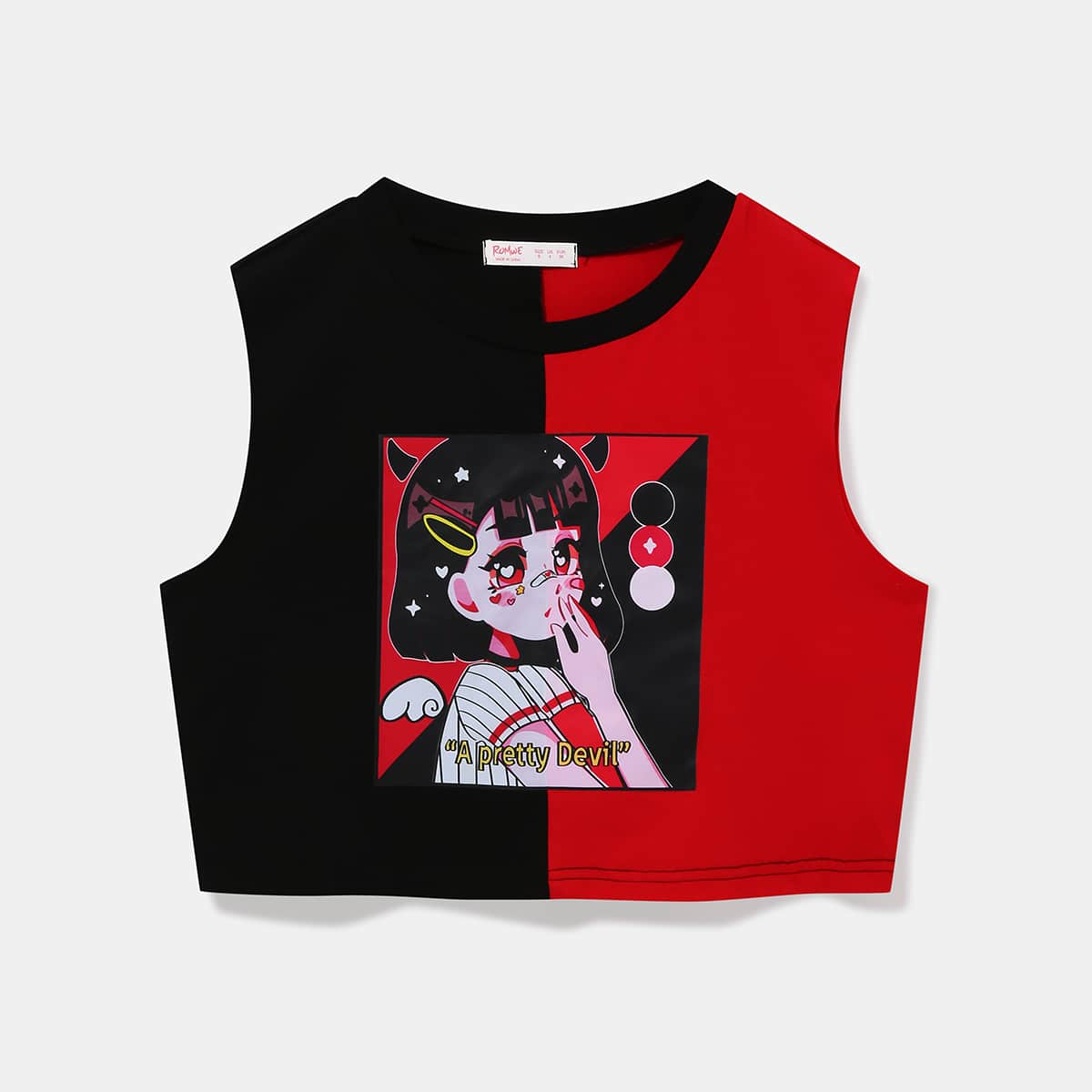 

Cartoon Figure Graphic Colorblock Tank Top, Multicolor
