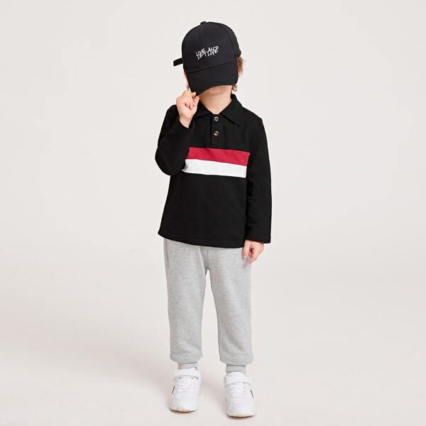

Toddler Boys Contrast Panel Polo Shirt With Joggers, Multicolor