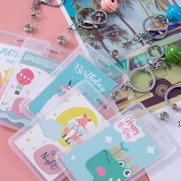 

1pc Cartoon Graphic Random ID Card Holder, Multicolor