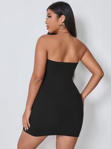 SHEIN SXY Plus Solid Bodycon Dress - Black - View 2