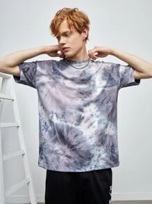 GENTILAND Men Game Console Print Drop Shoulder Tie Dye Tee - Multicolor - View 4