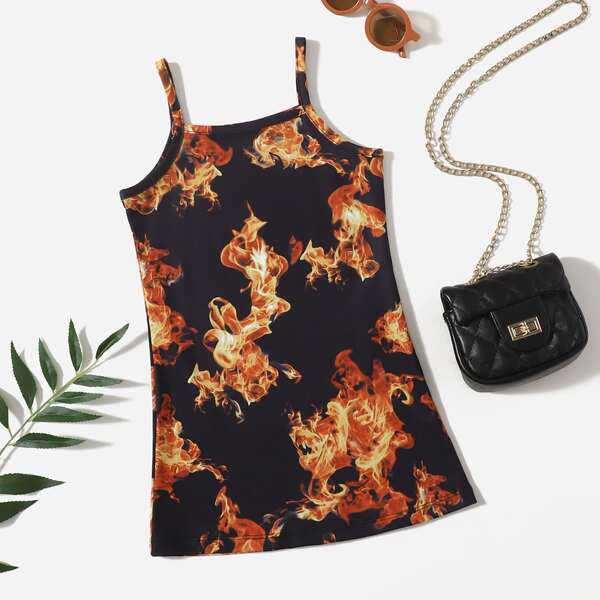 

Toddler Girls Fire Print Cami Dress, Multicolor