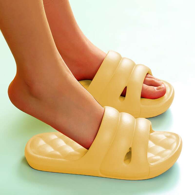 

Solid Quilted Slide Sandals, Yellow