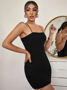 SHEIN EZwear Solid Mini Bodycon Dress