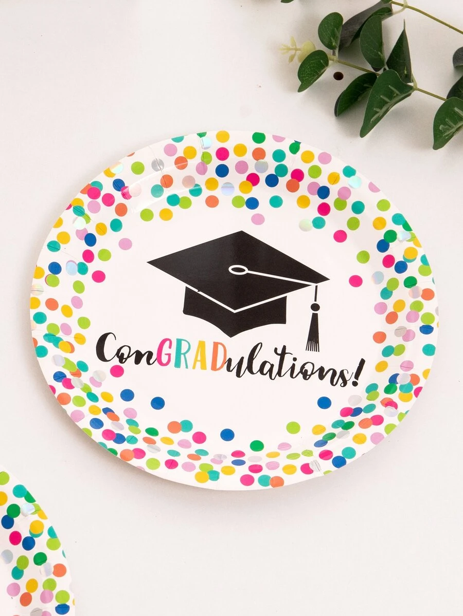 10pcs Graduation Party Disposable Plate - Multicolor - View 1