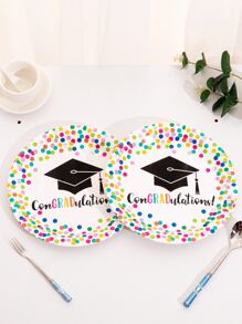 10pcs Graduation Party Disposable Plate - Multicolor - View 2