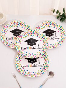 10pcs Graduation Party Disposable Plate - Multicolor - View 3