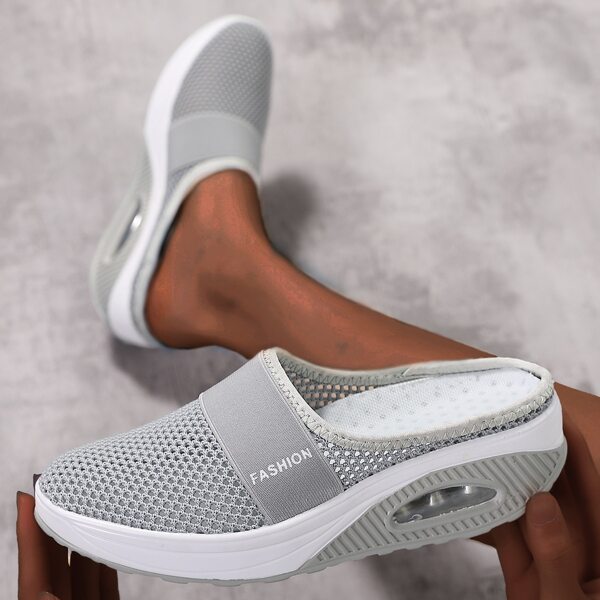 

Letter Graphic Knit Chunky Sneaker Mules, Light grey