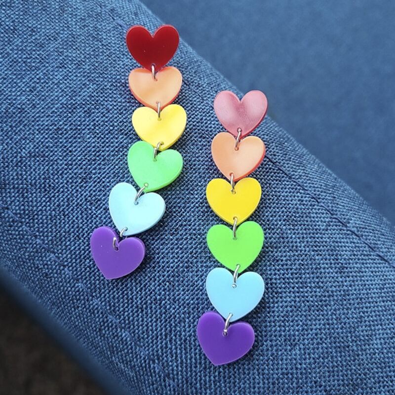 

Heart Drop Earrings, Multicolor