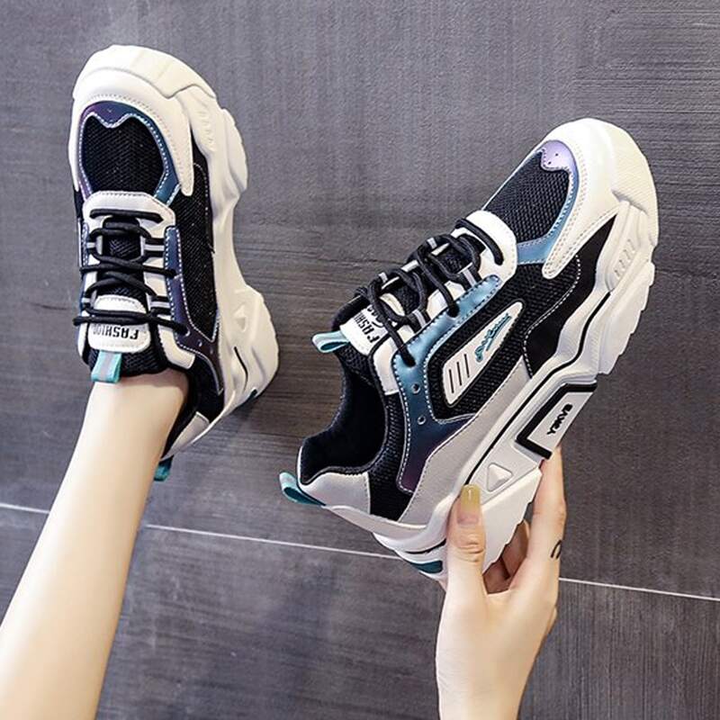 

Lace Up Front Chunky Sneakers, Black
