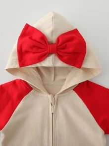 Peninsula Baby Áo liền quần Em bé Nơ Bướm Túi Dây kéo Khối Màu Rau quả Giải trí - Nhiều màu - Xem 4