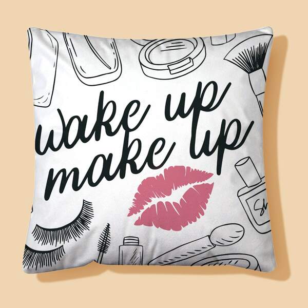 

Slogan Graphic Cushion Cover Without Filler, Multicolor