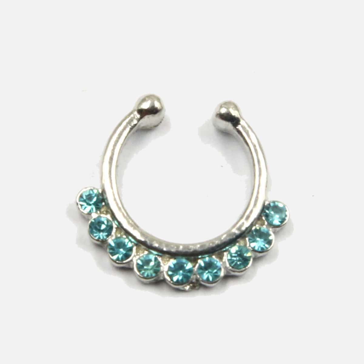 

Rhinestone Decor Nose Ring, Blue
