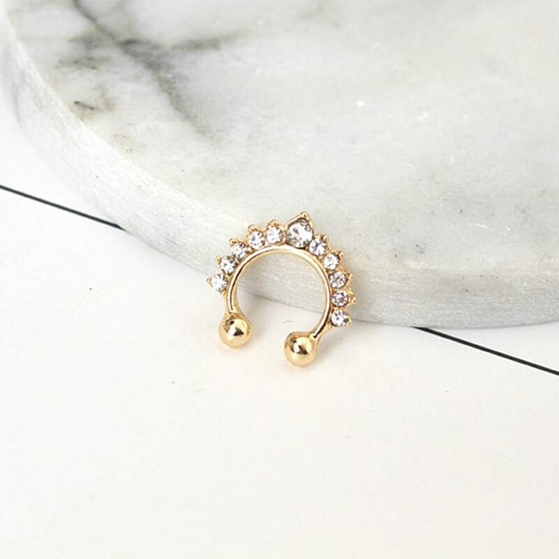 

Rhinestone Decor Nose Ring, Gold