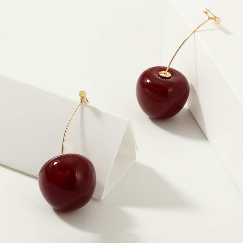

Cherry Drop Earrings, Red