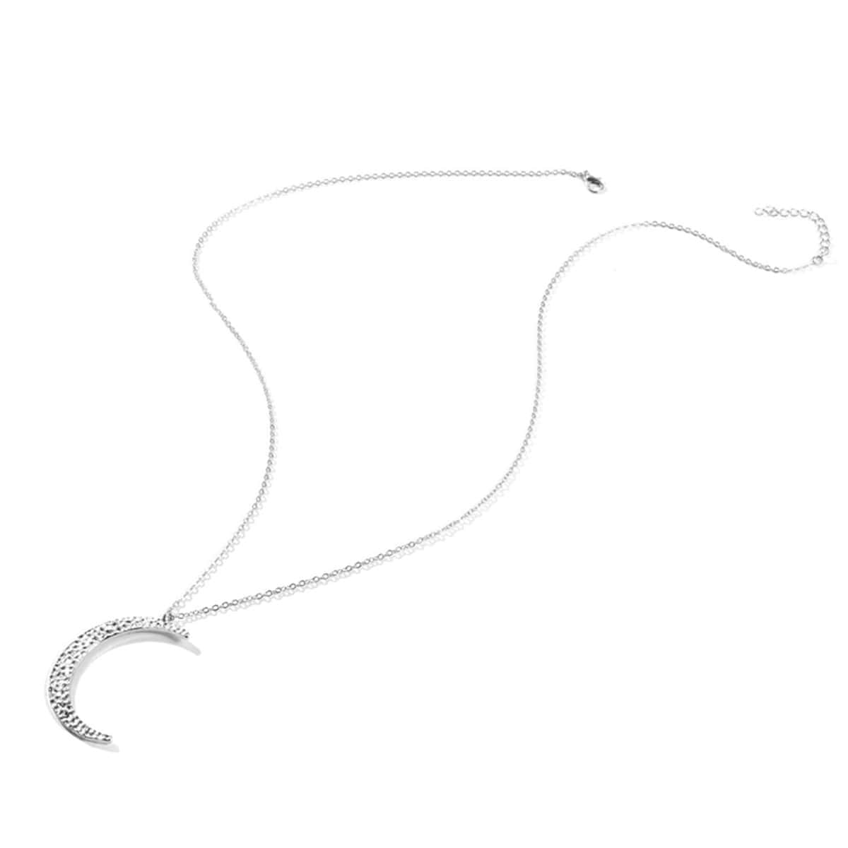 

Moon Pendant Chain Necklace, Silver