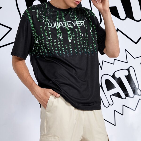 

Men Letter Graphic Tee, Black