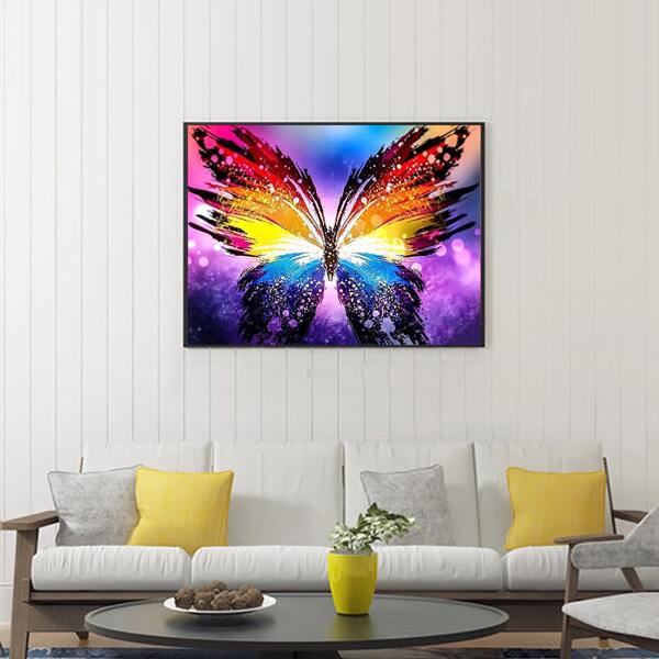 

Butterfly Pattern DIY Diamond Unframed Painting, Multicolor