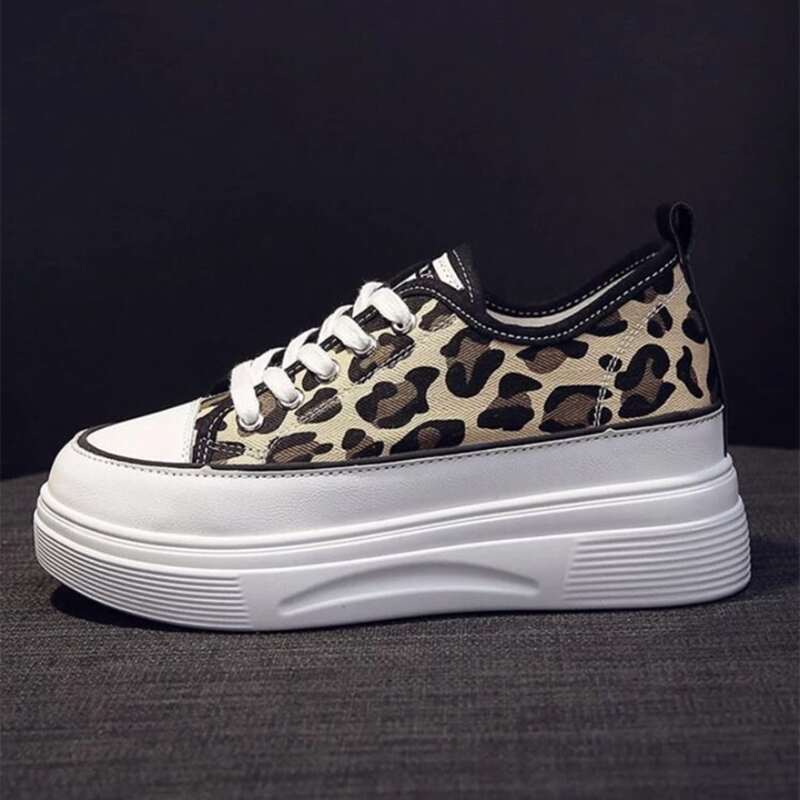 

Leopard Pattern Slip On Sneakers, Black