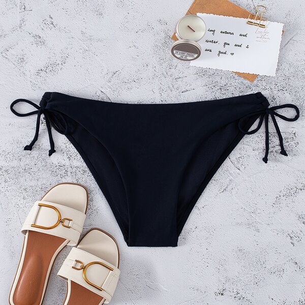 

Solid Tie Side Bikini Panty, Black