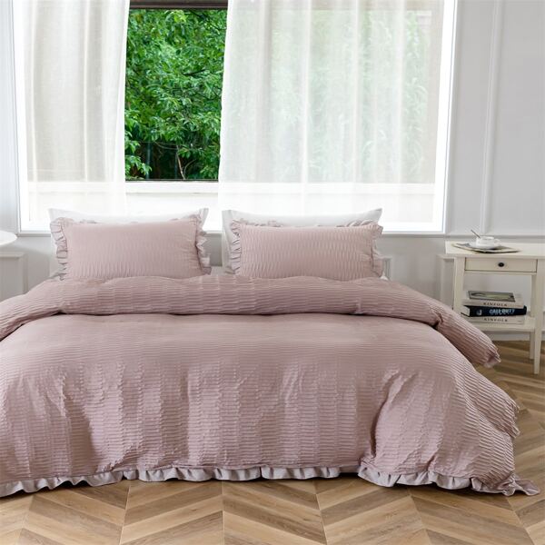 

Ruffle Trim Bedding Set Without Filler, Dusty pink