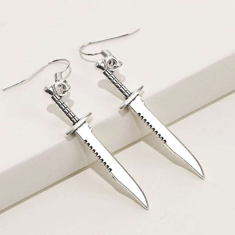 

Dagger Drop Earrings, Silver