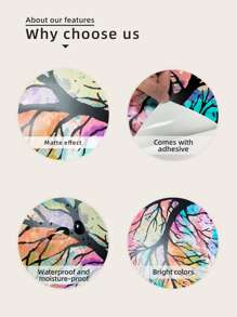 2pcs Tree Pattern Laptop Sticker - Multicolor - View 4