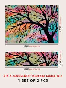 2pcs Tree Pattern Laptop Sticker - Multicolor - View 5