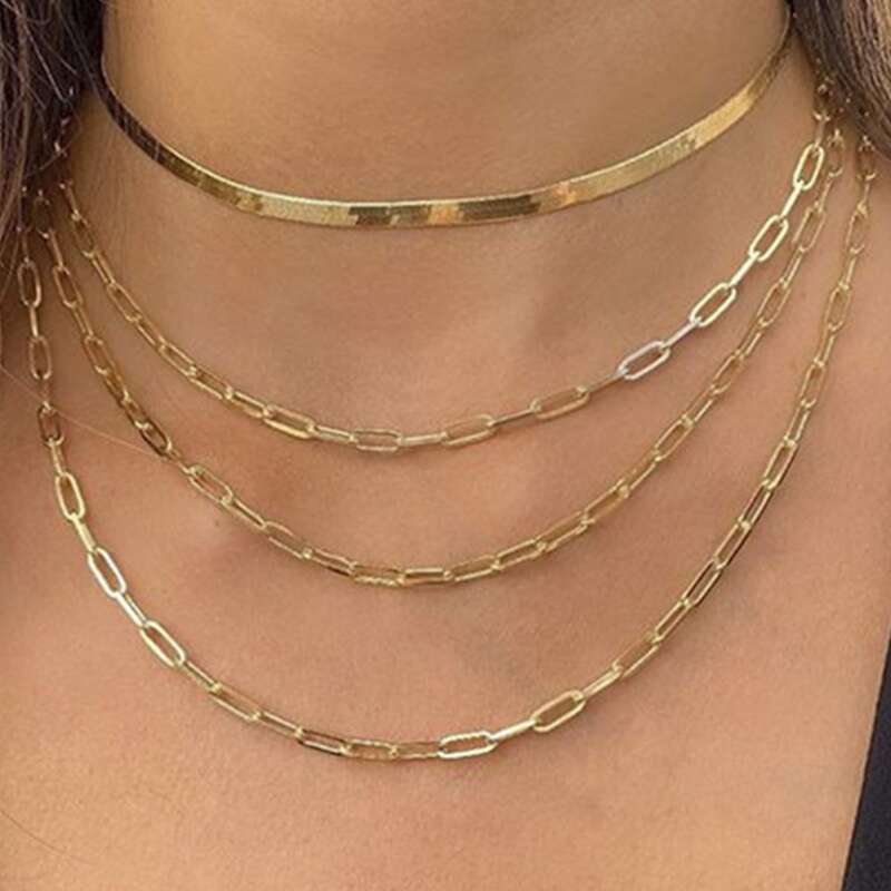 

1pc Minimalist Layered Chain Necklace, Gold