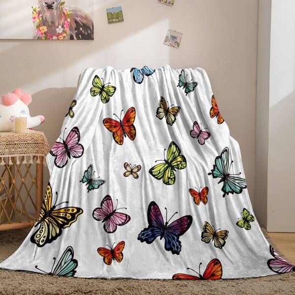 

Butterfly Print Blanket, Multicolor