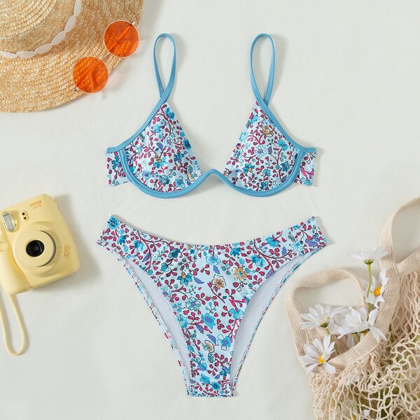 

Floral Push Up Bikini Swimsuit, Multicolor