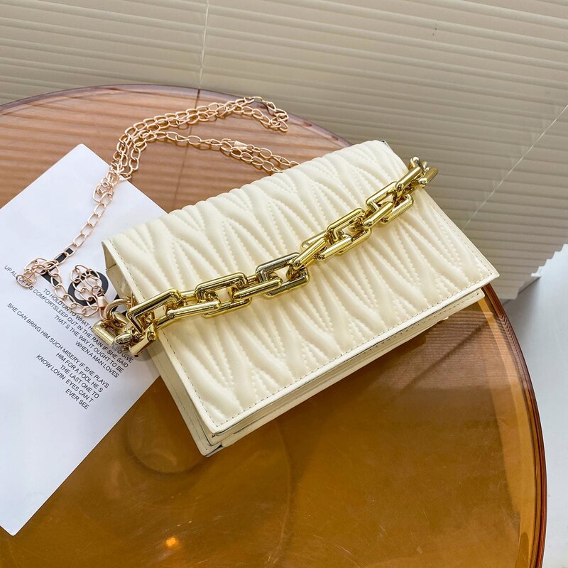

Quilted Chain Bag, White