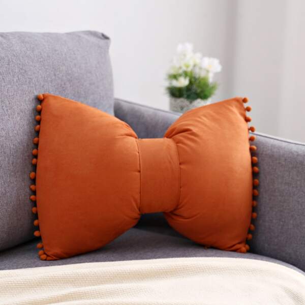 

Plain Bow Design Decorative Pillow, Orange