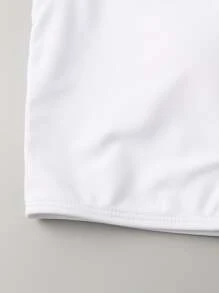 Summer Solid One Shoulder Cut Out Bikini Top - White - View 5